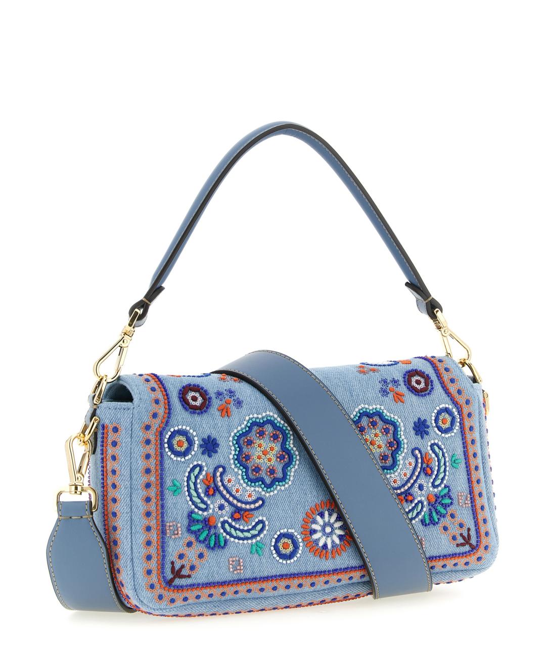 FENDI Голубая хлопковая сумка через плечо, фото 3