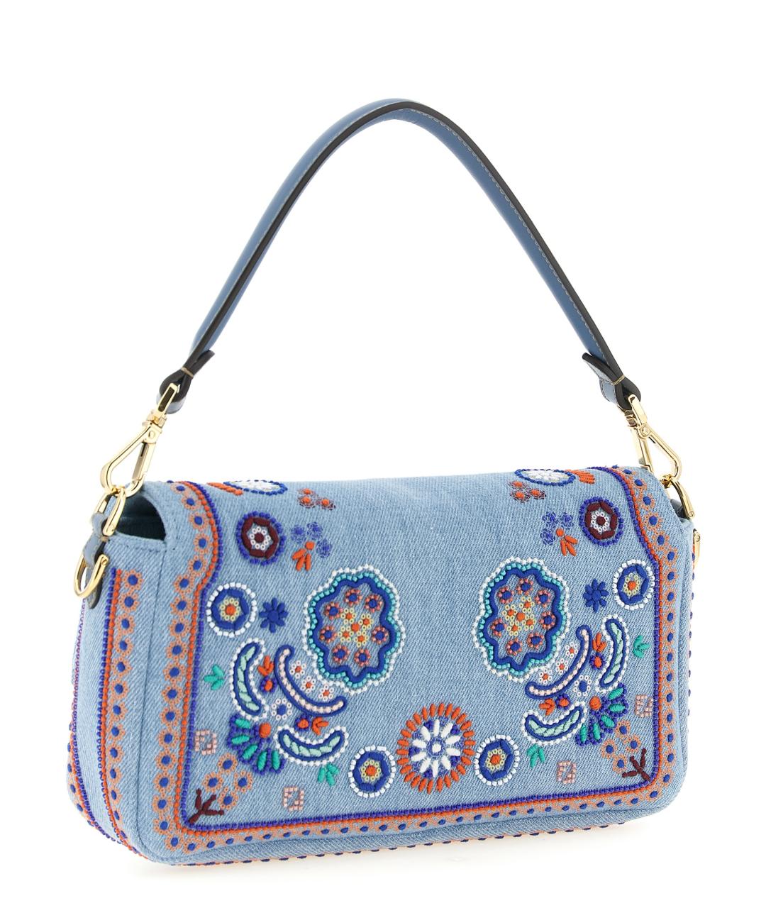 FENDI Голубая хлопковая сумка через плечо, фото 2