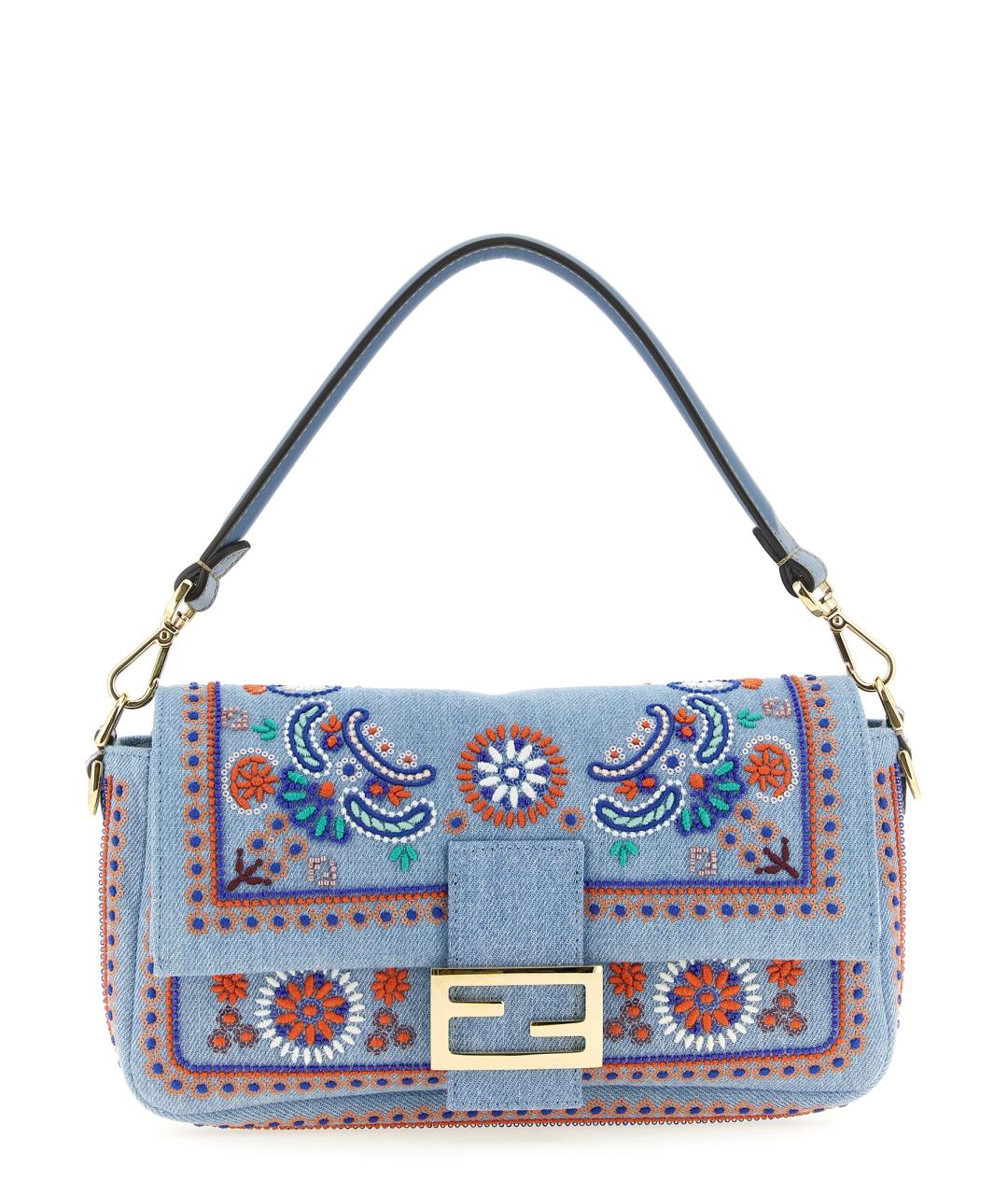 FENDI Голубая хлопковая сумка через плечо, фото 1