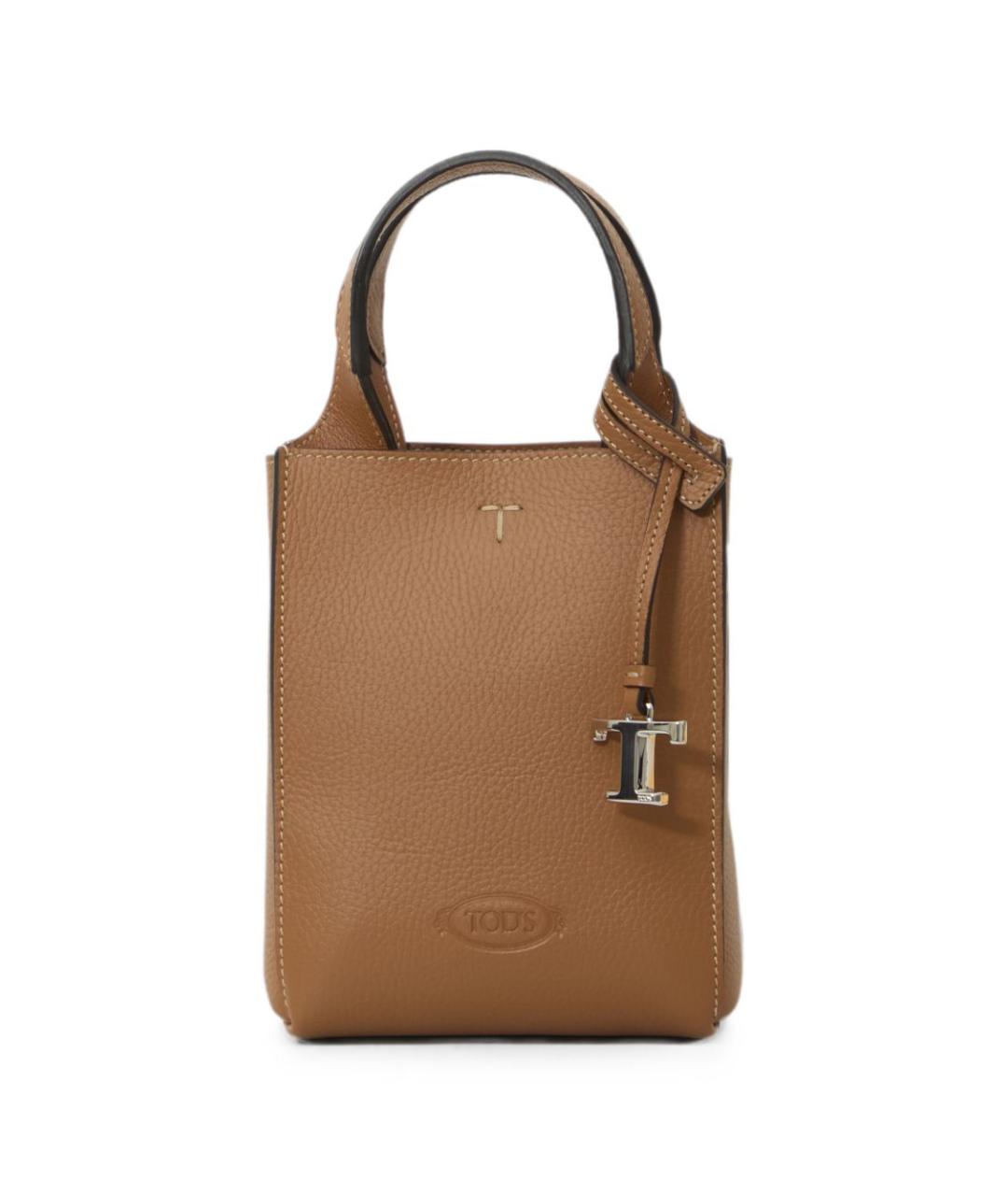 TOD'S Коричневая кожаная сумка с короткими ручками, фото 1