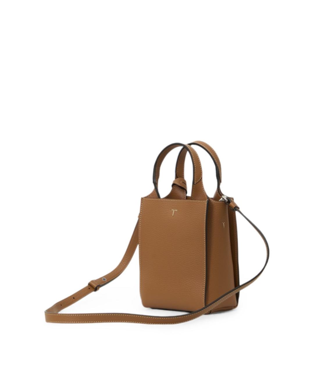 TOD'S Коричневая кожаная сумка с короткими ручками, фото 2