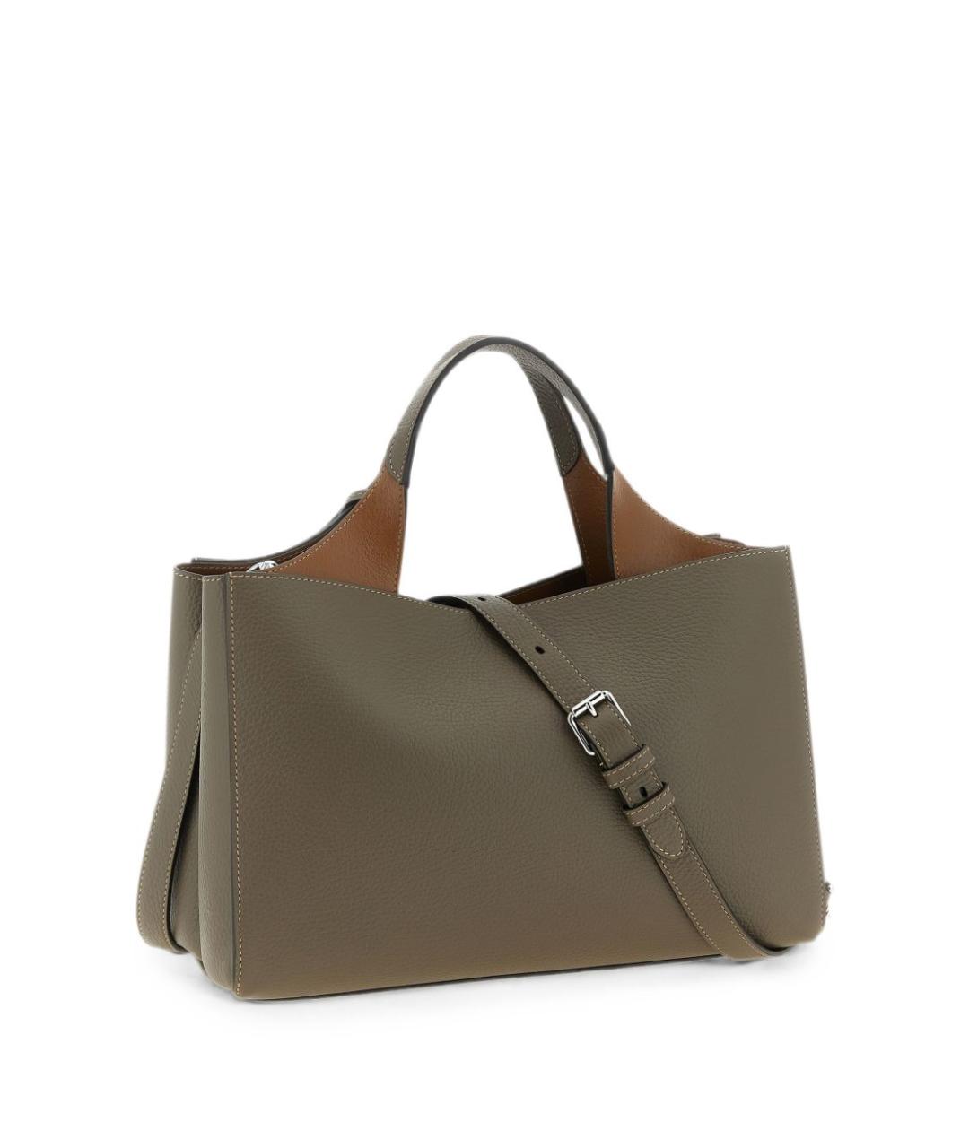 TOD'S Серая кожаная сумка тоут, фото 3