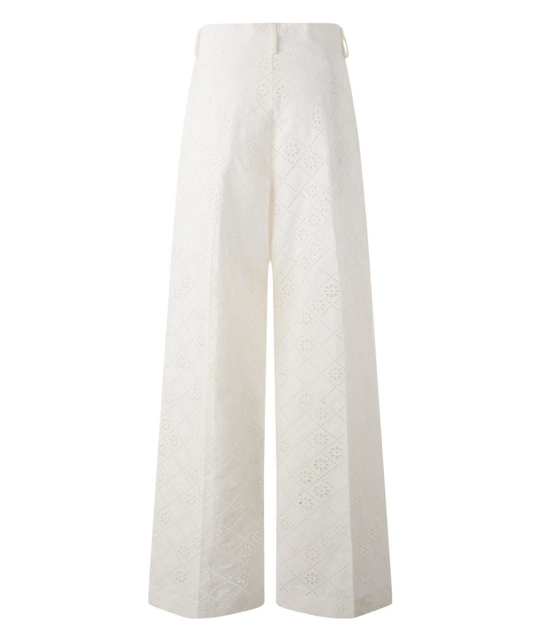 ALBERTA FERRETTI Белые хлопковые прямые брюки, фото 2