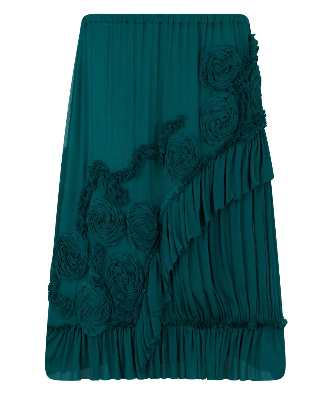 DRIES VAN NOTEN Зеленая вискозная юбка миди, фото 1