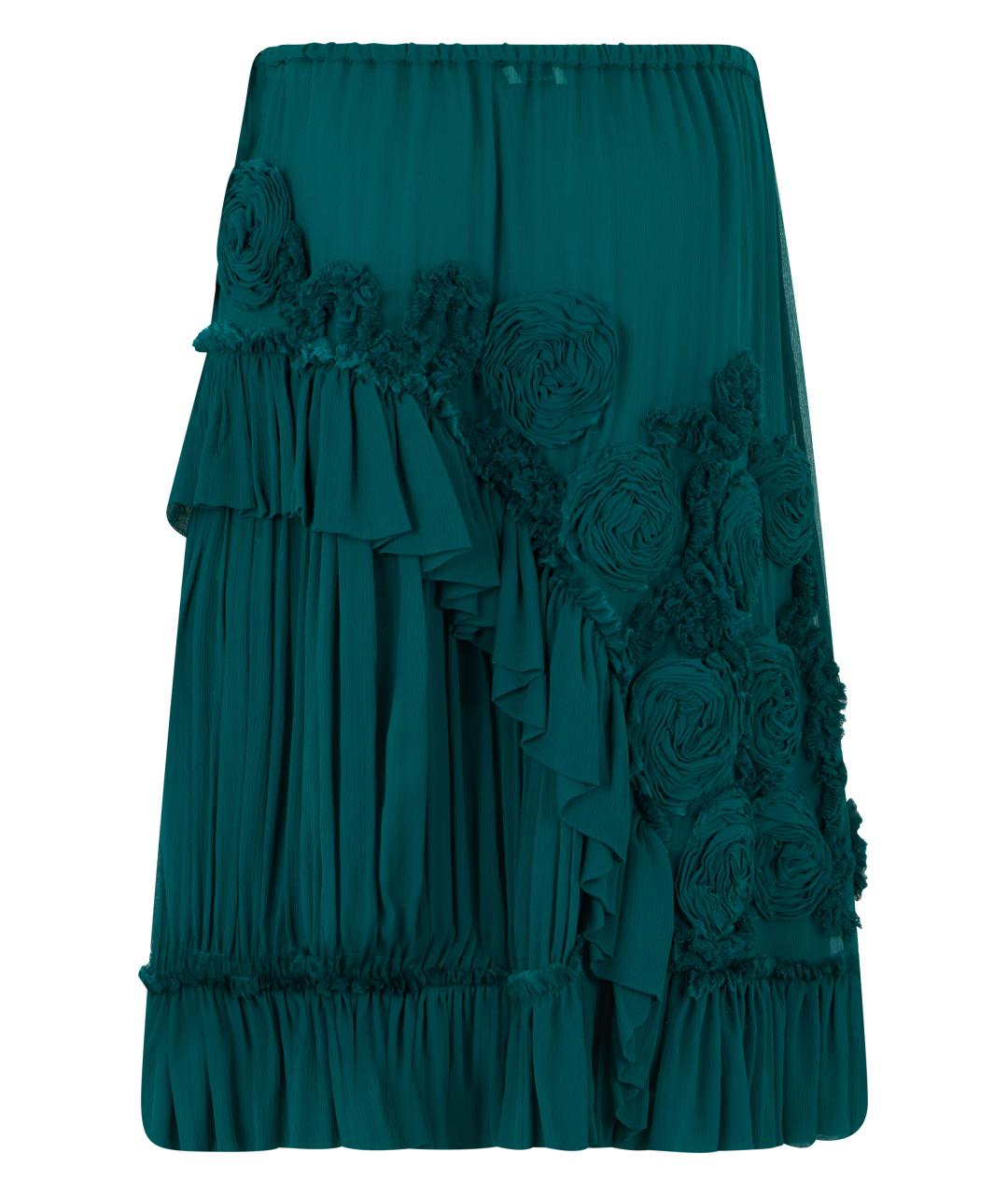 DRIES VAN NOTEN Зеленая вискозная юбка миди, фото 2