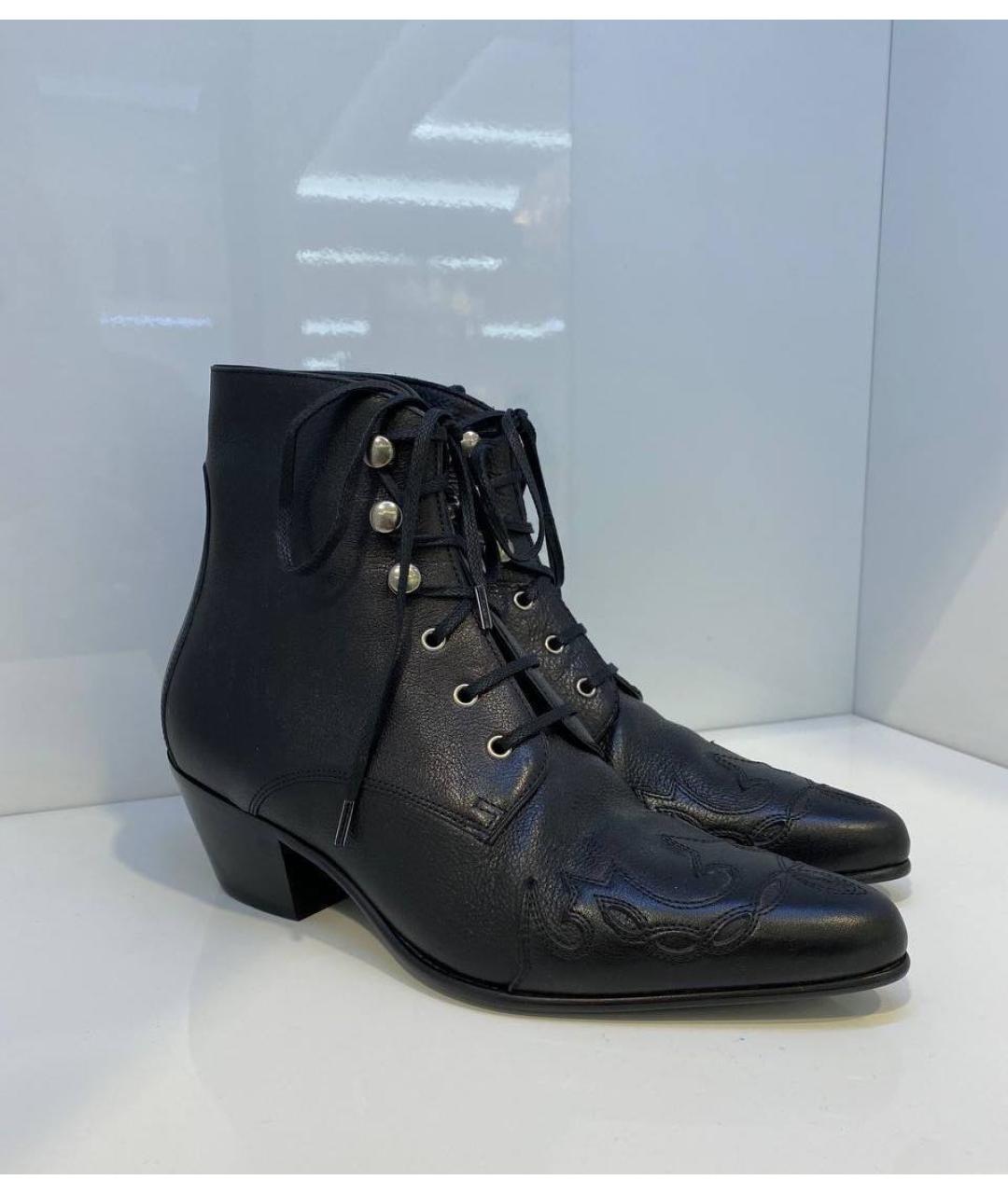 SAINT LAURENT Черные кожаные ботинки, фото 8