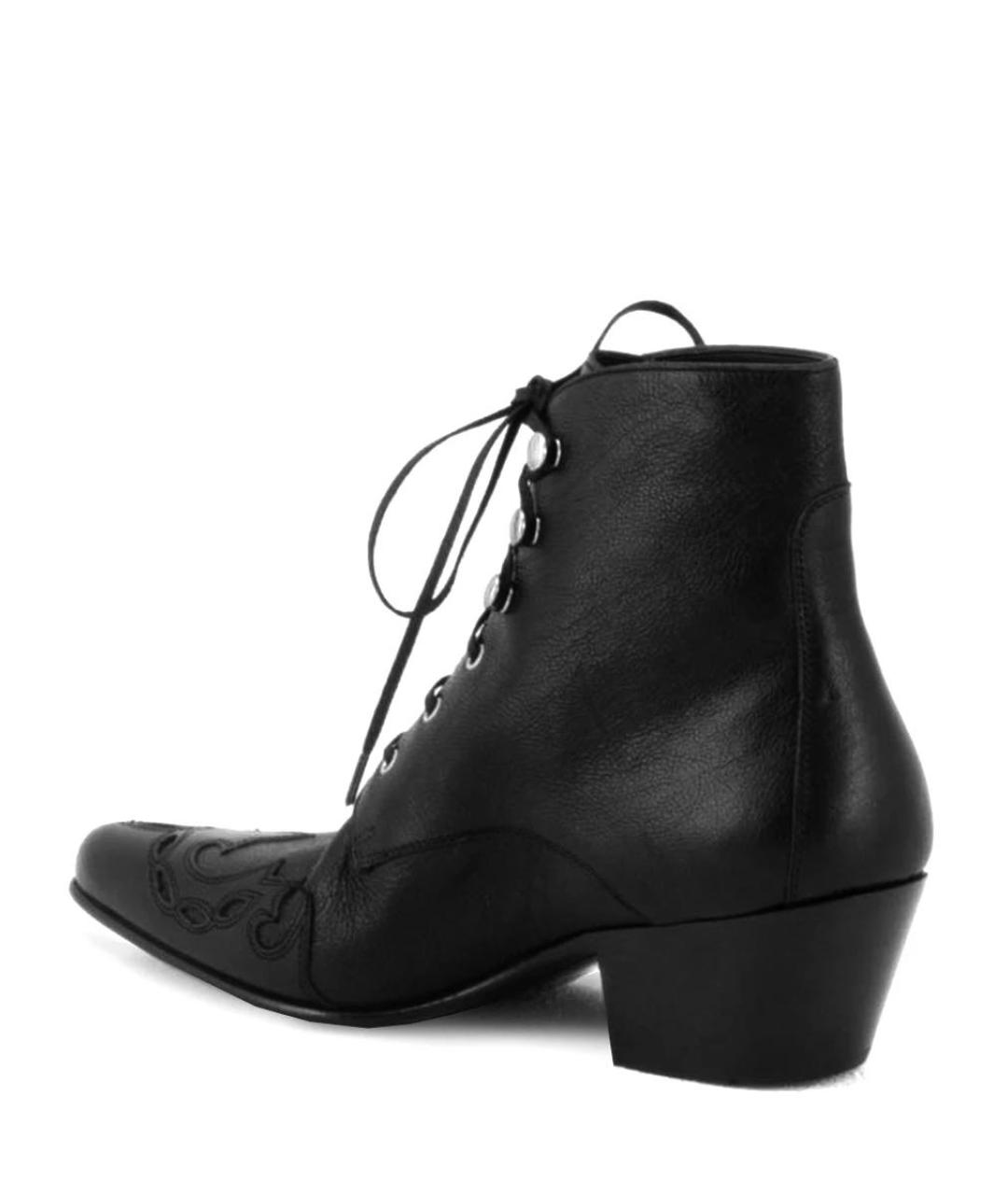 SAINT LAURENT Черные кожаные ботинки, фото 4