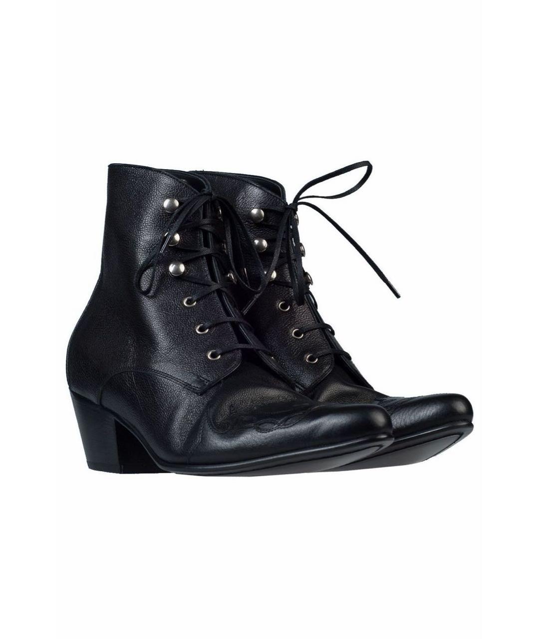 SAINT LAURENT Черные кожаные ботинки, фото 2
