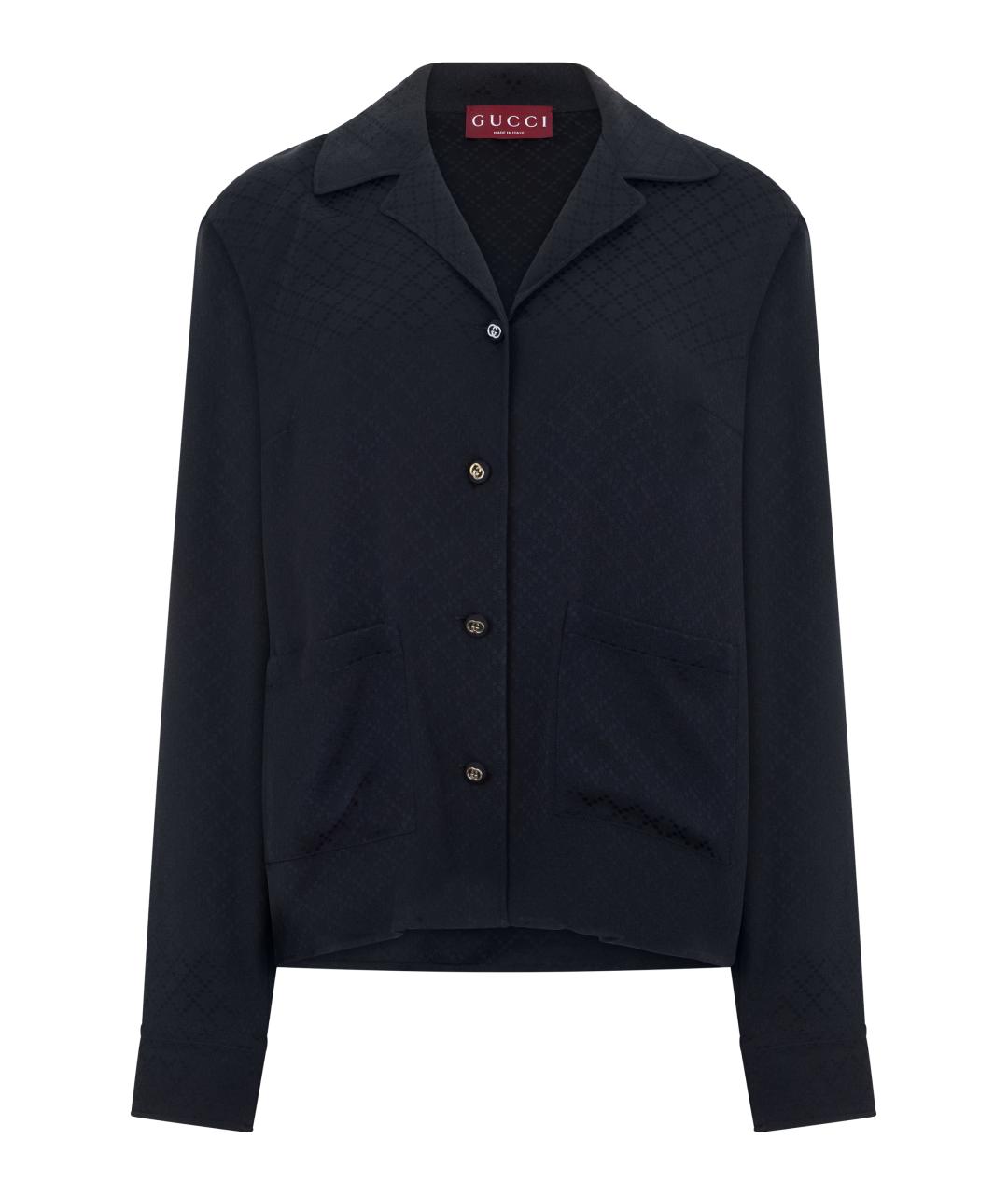 GUCCI Синяя вискозная рубашка, фото 1