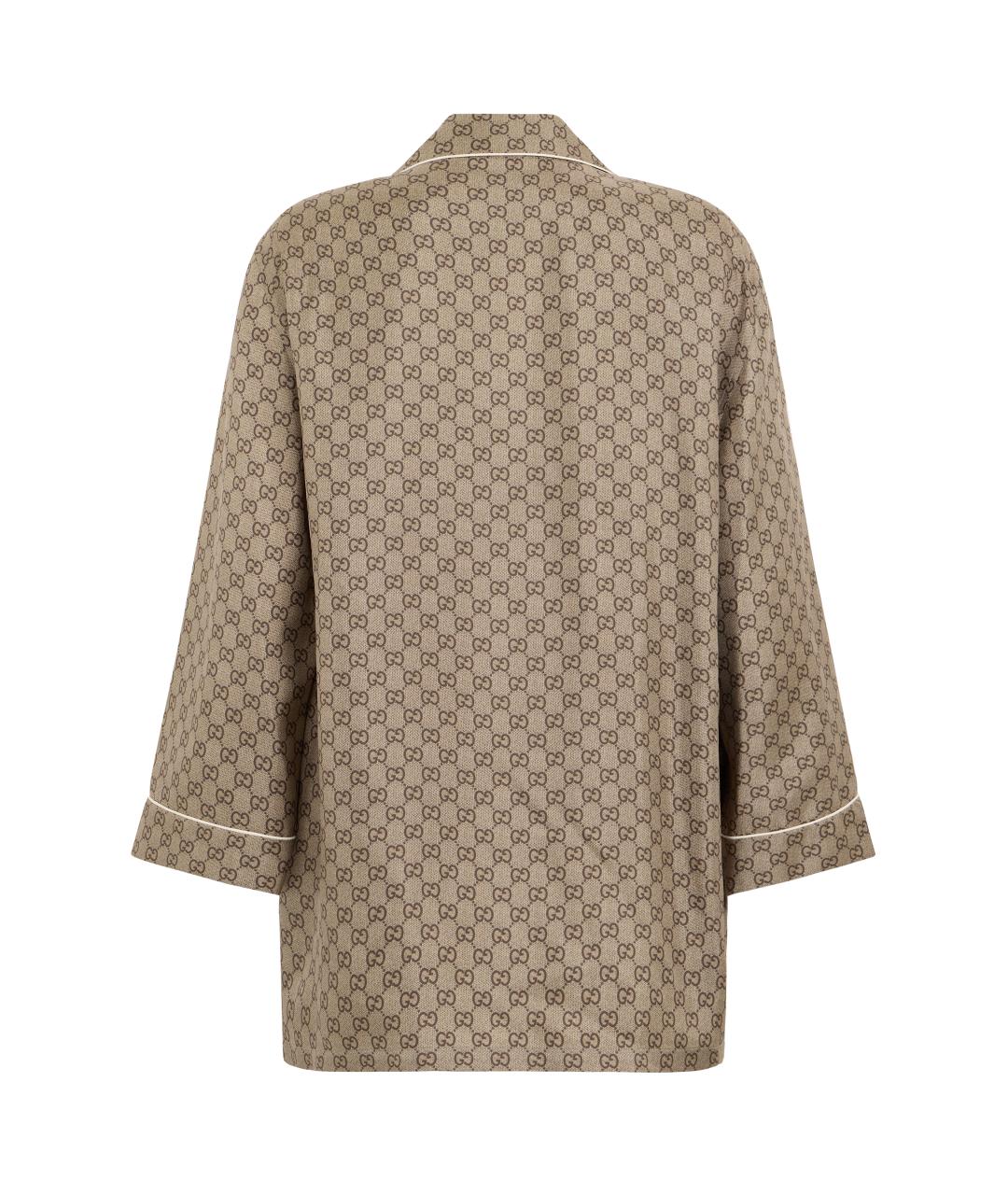 GUCCI Коричневая шелковая рубашка, фото 2