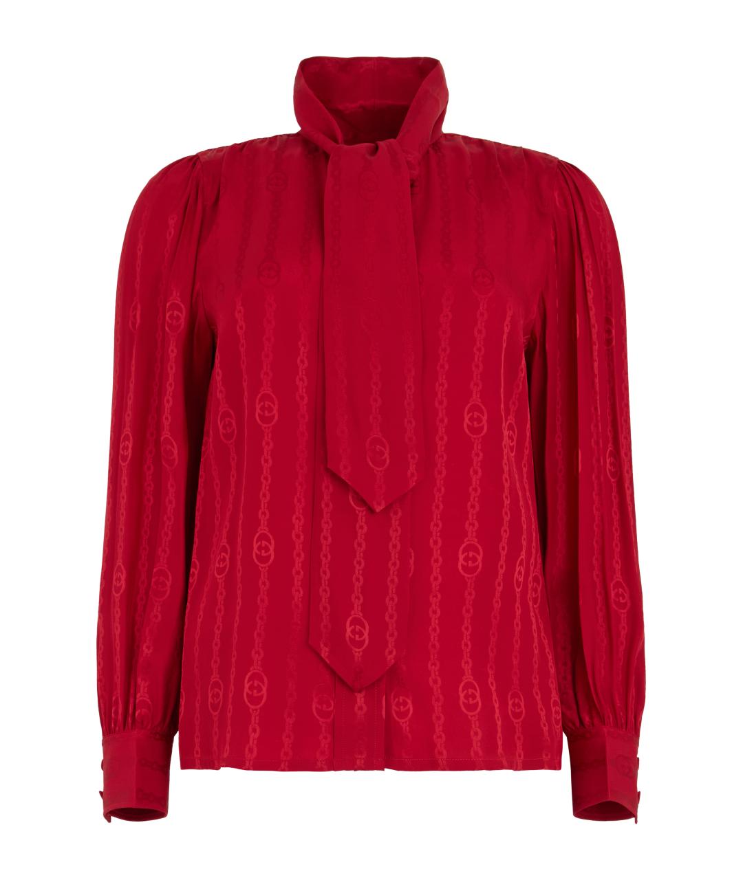 GUCCI Красная шелковая рубашка, фото 1