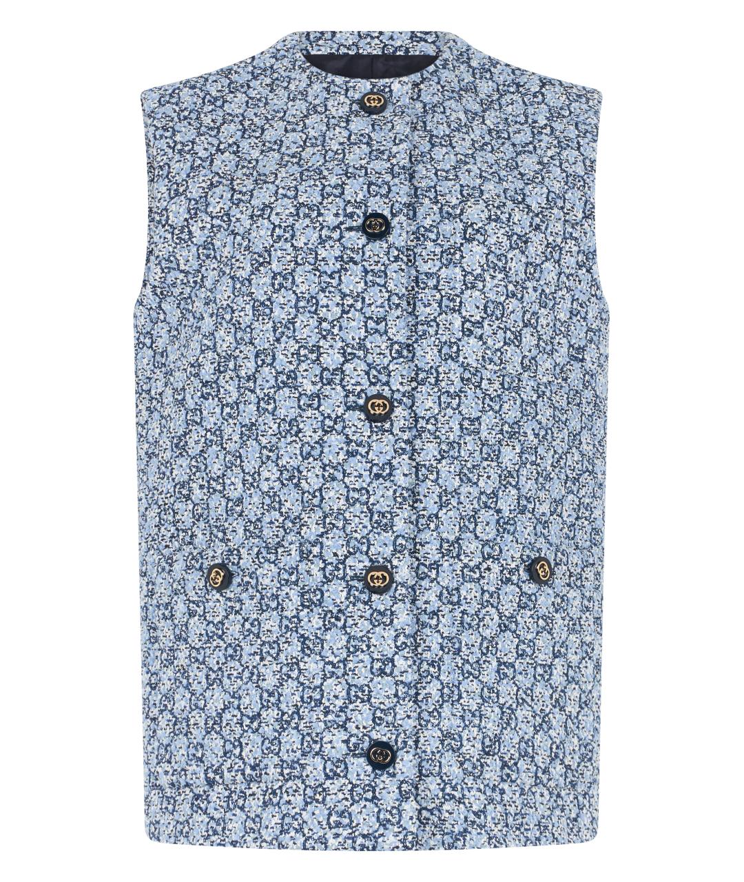 GUCCI Голубой хлопковый жилет, фото 1