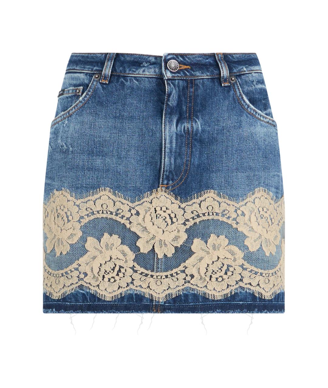 DOLCE&GABBANA Синяя хлопковая юбка мини, фото 1
