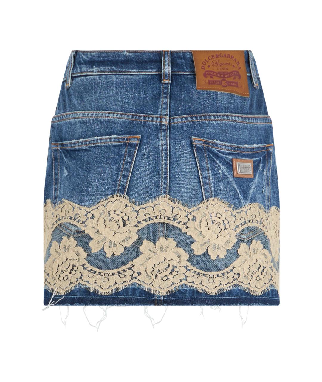DOLCE&GABBANA Синяя хлопковая юбка мини, фото 2