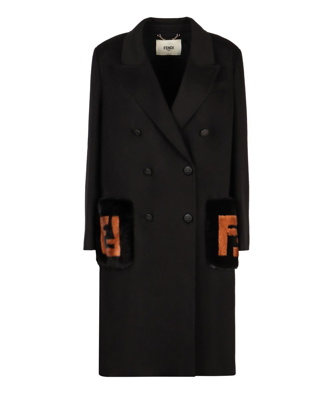 FENDI Черное шерстяное пальто, фото 1