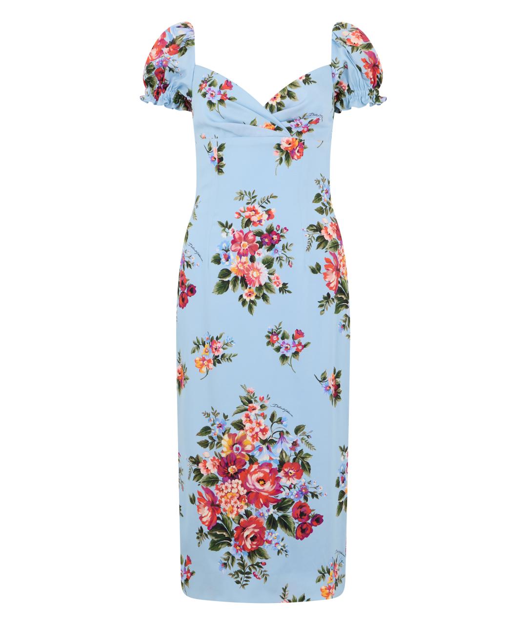 DOLCE&GABBANA Голубое синтетическое платье, фото 1