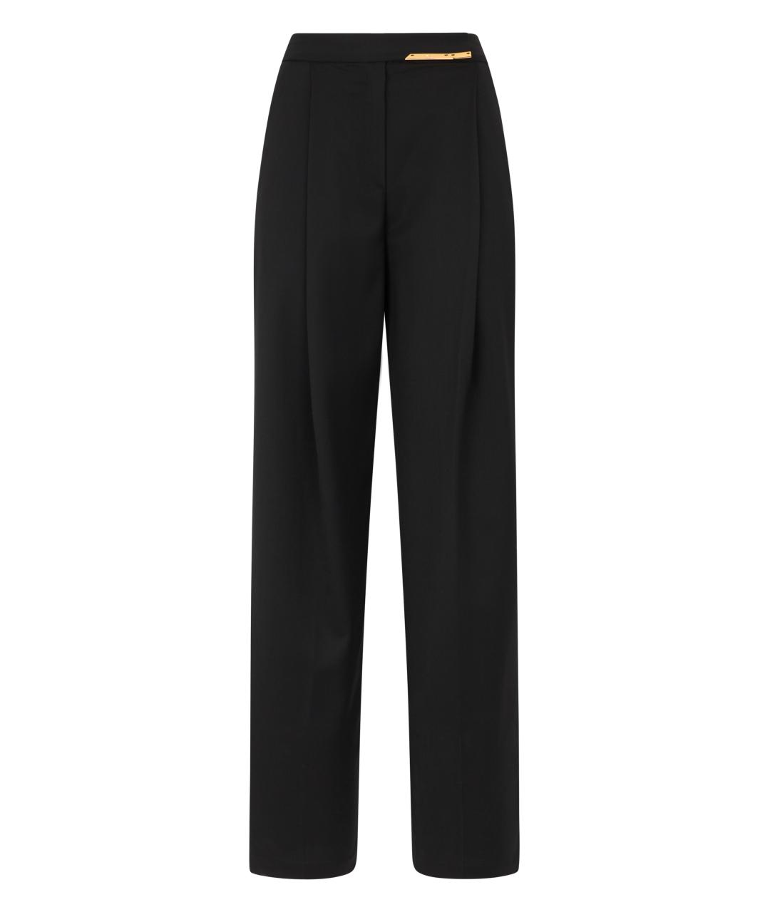 ELISABETTA FRANCHI Черные полиэстеровые прямые брюки, фото 1