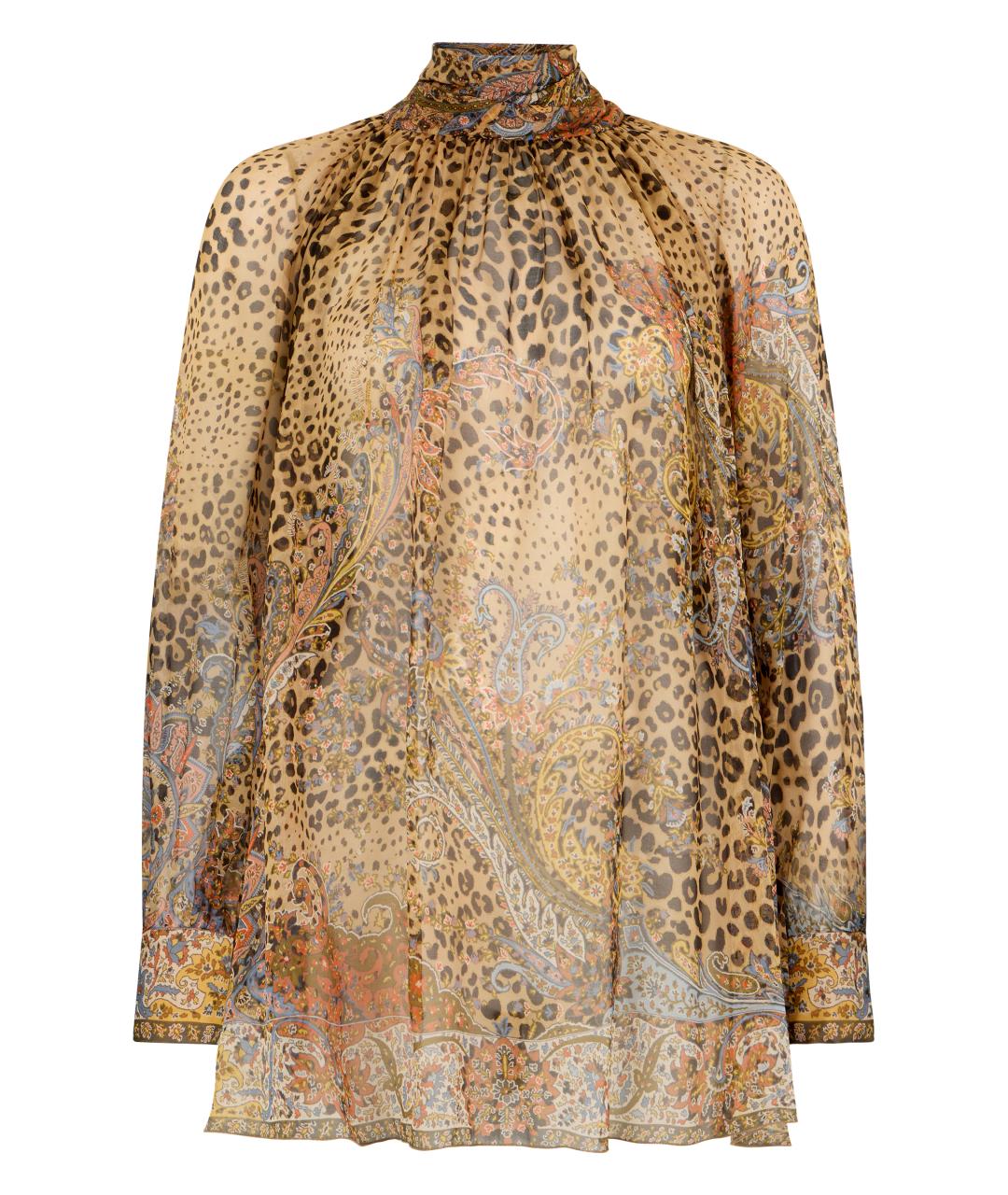 ETRO Коричневая шелковая блузы, фото 1