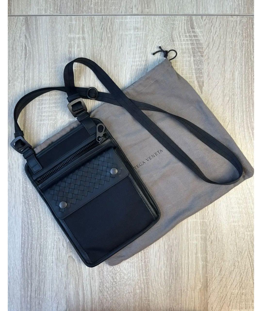 BOTTEGA VENETA Черная кожаная сумка на плечо, фото 2