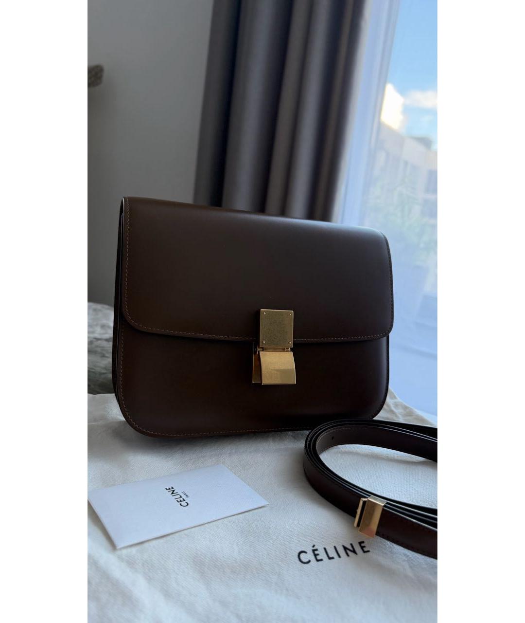 CELINE Коричневая кожаная сумка через плечо, фото 3