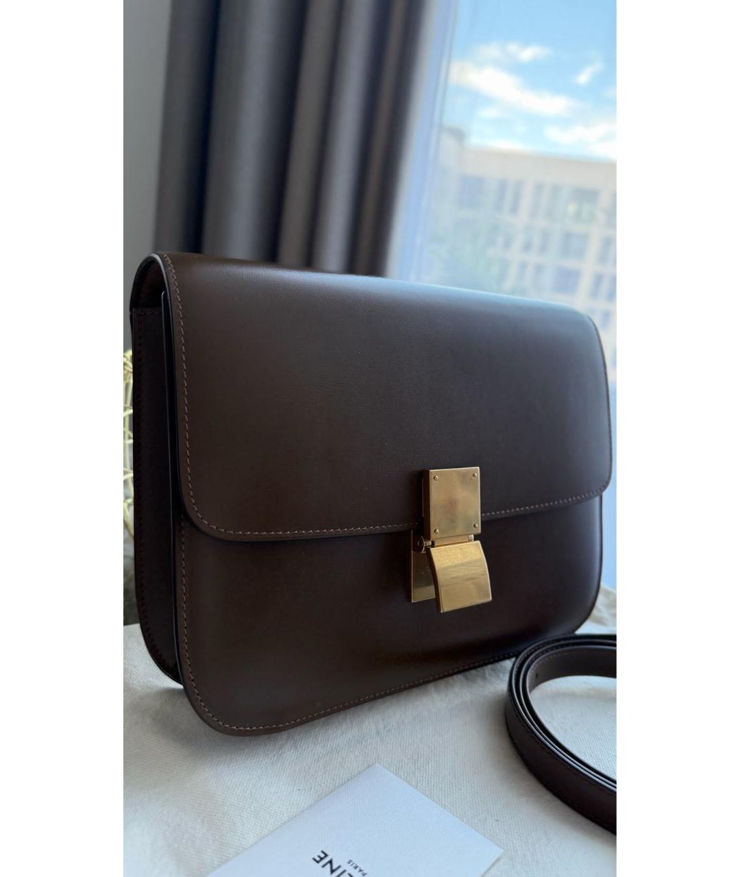 CELINE Коричневая кожаная сумка через плечо, фото 4
