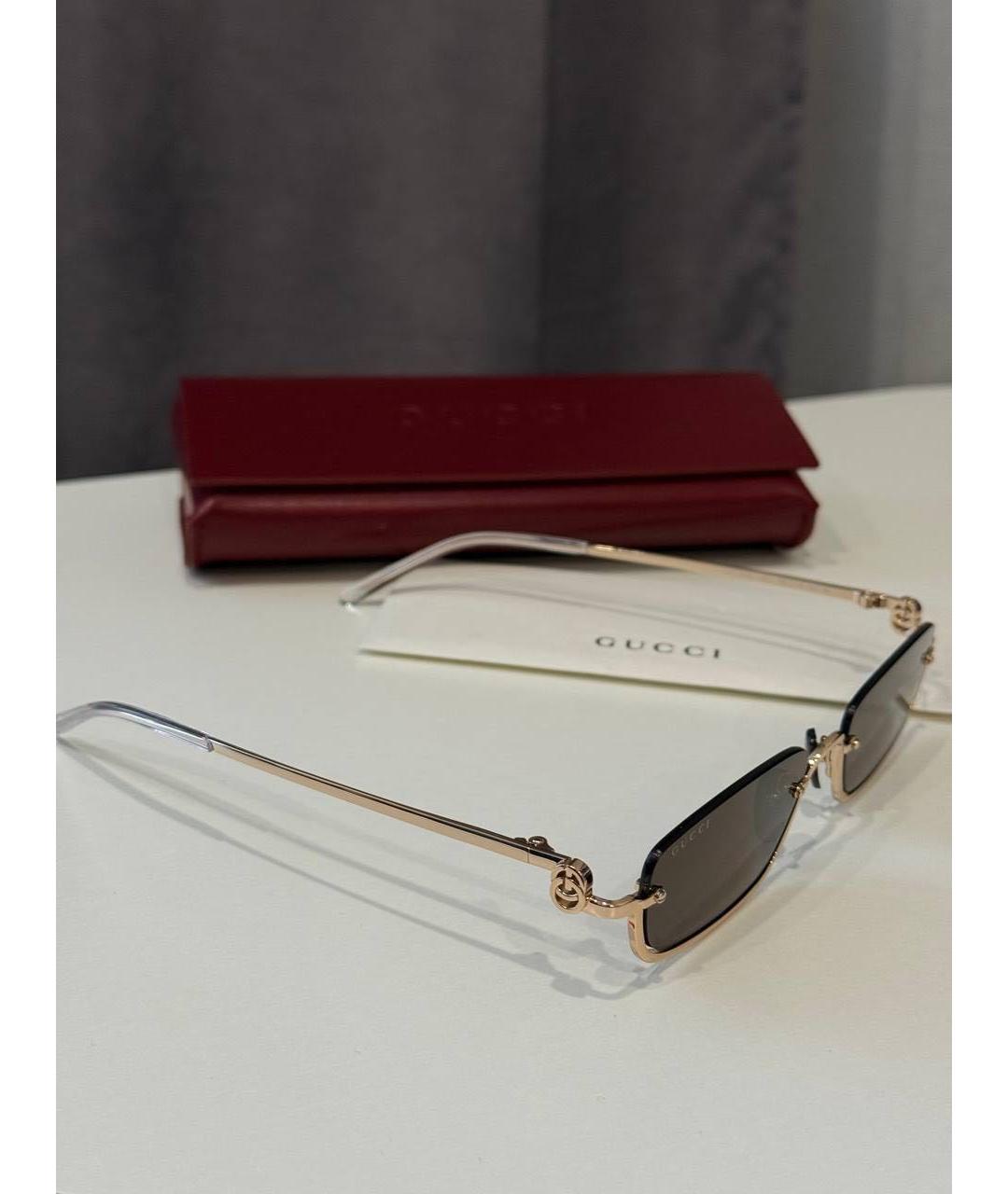 GUCCI Коричневые металлические солнцезащитные очки, фото 3