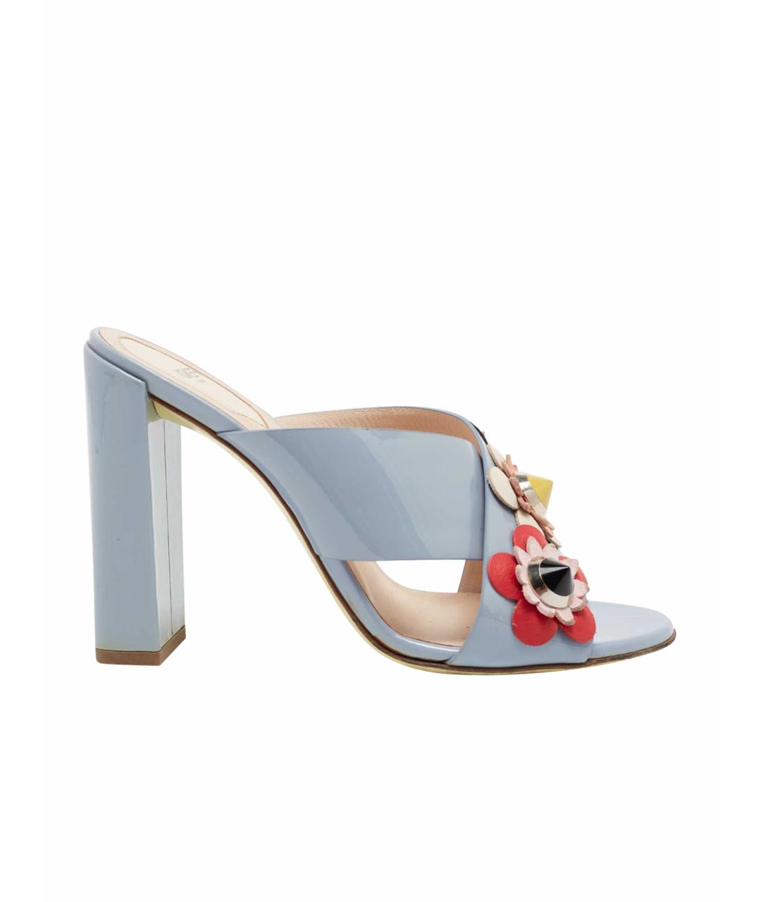 FENDI Голубые мюли из лакированной кожи, фото 1