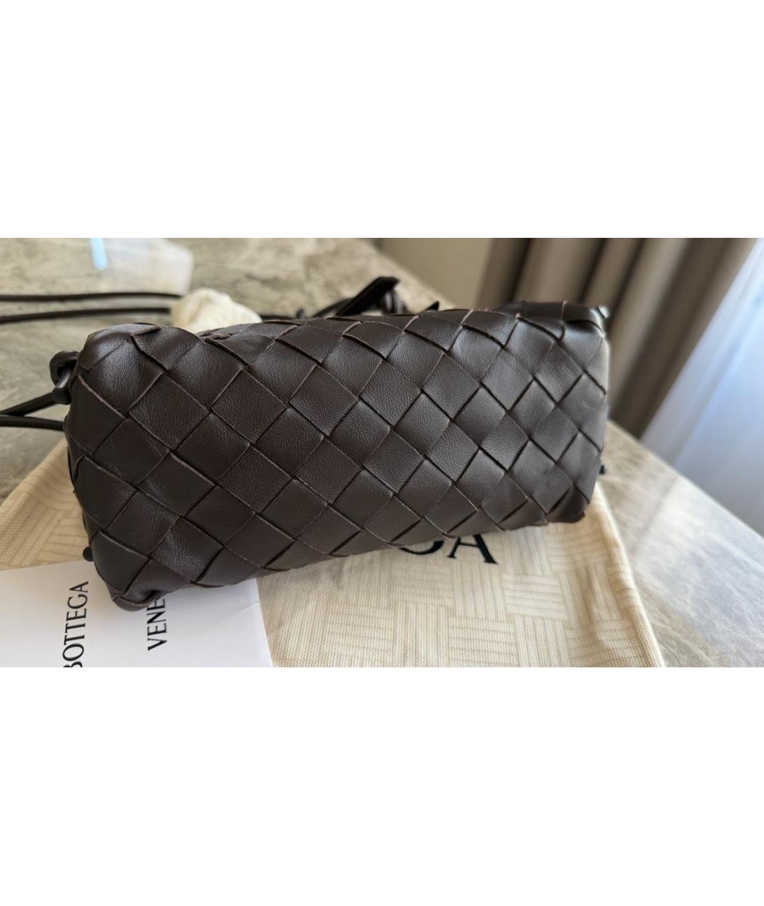 BOTTEGA VENETA Коричневая кожаная сумка через плечо, фото 4