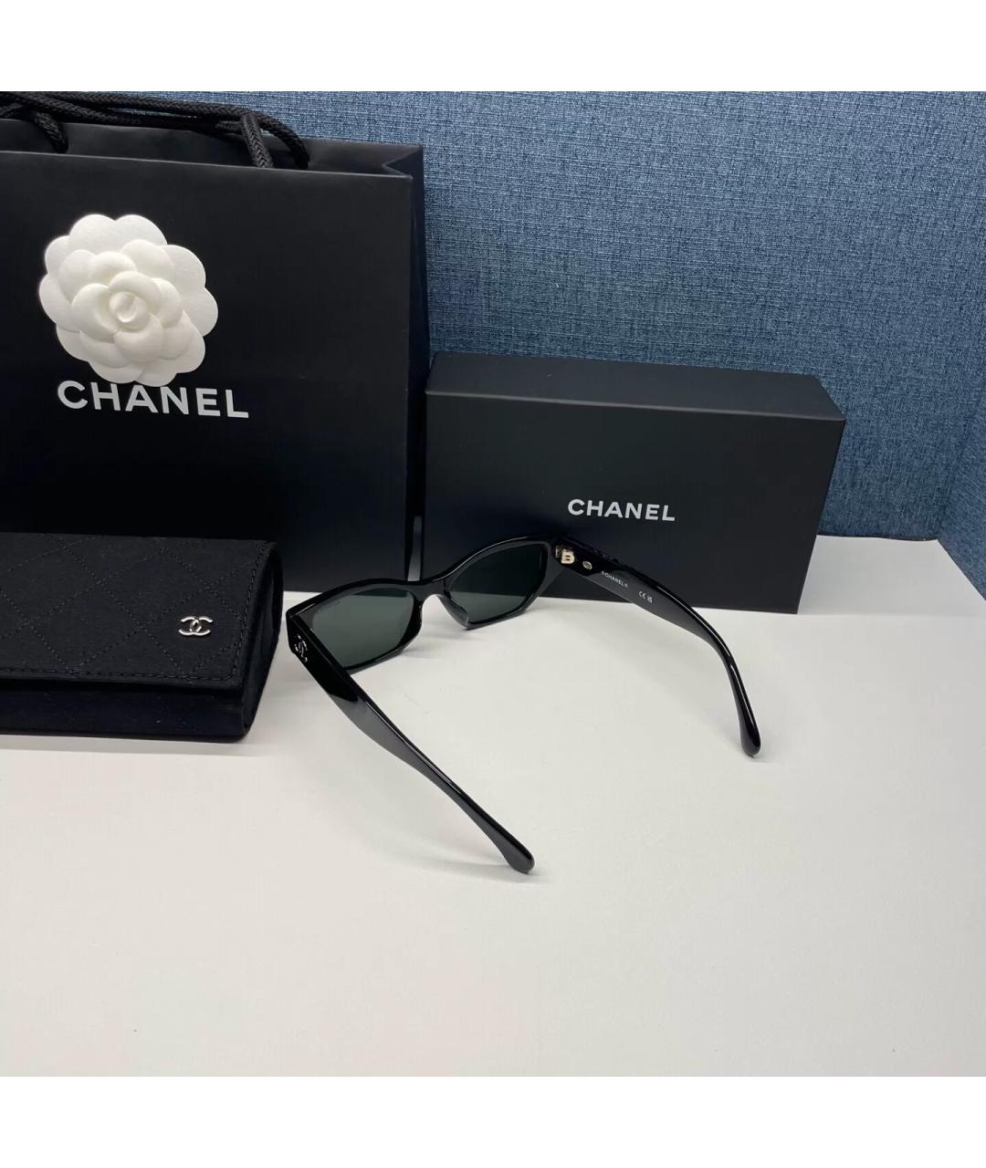 CHANEL Черные пластиковые солнцезащитные очки, фото 5
