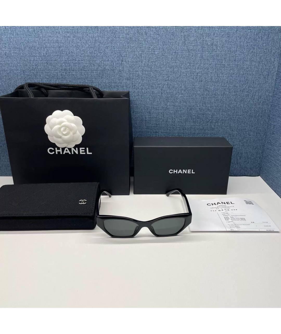 CHANEL Черные пластиковые солнцезащитные очки, фото 7