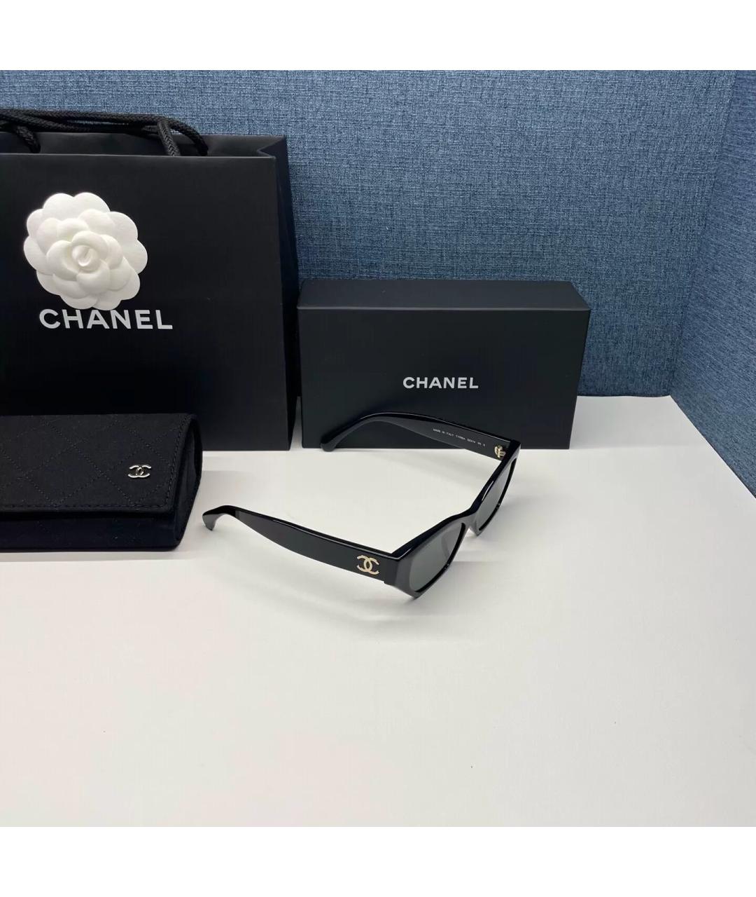 CHANEL Черные пластиковые солнцезащитные очки, фото 3