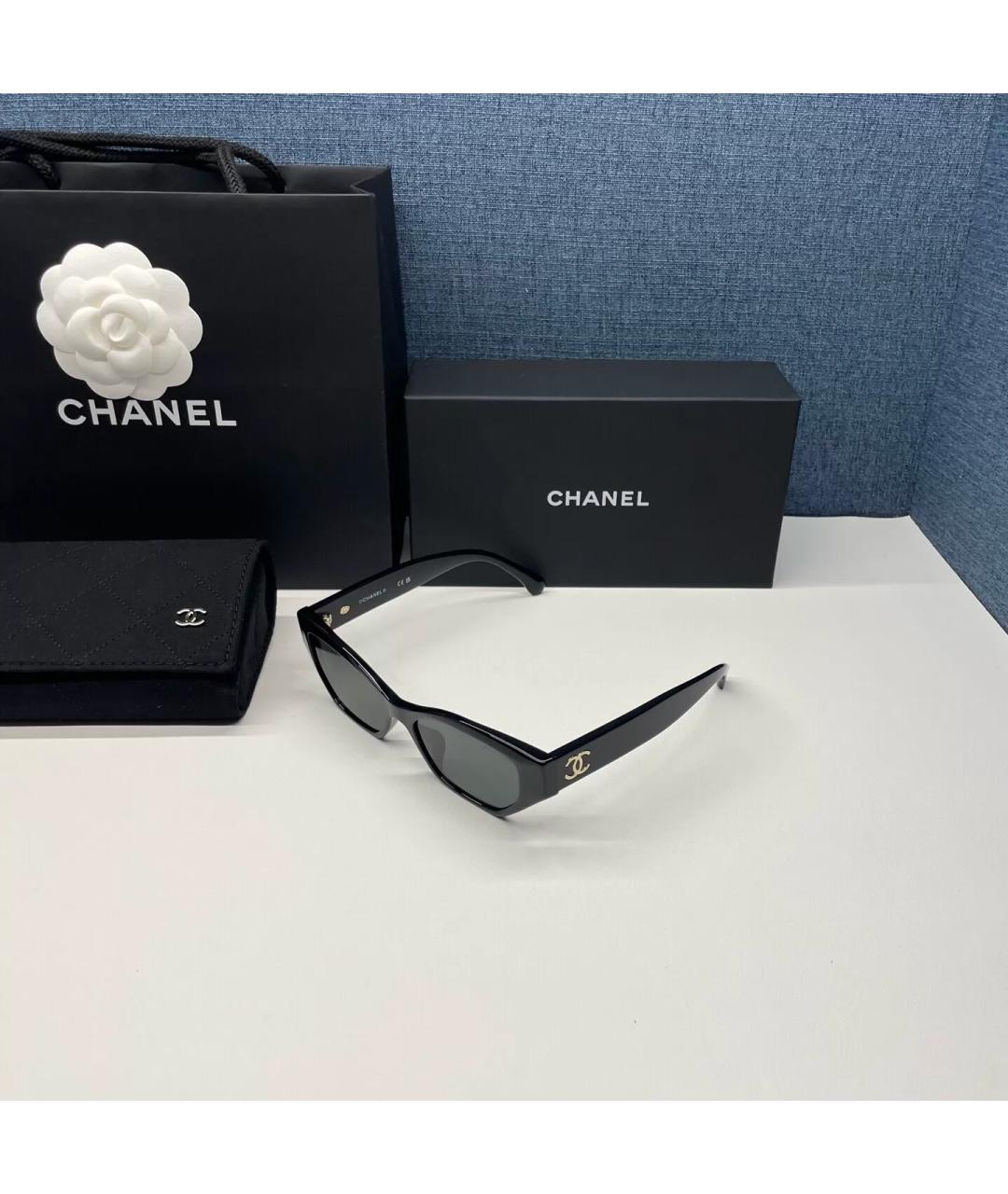 CHANEL Черные пластиковые солнцезащитные очки, фото 2