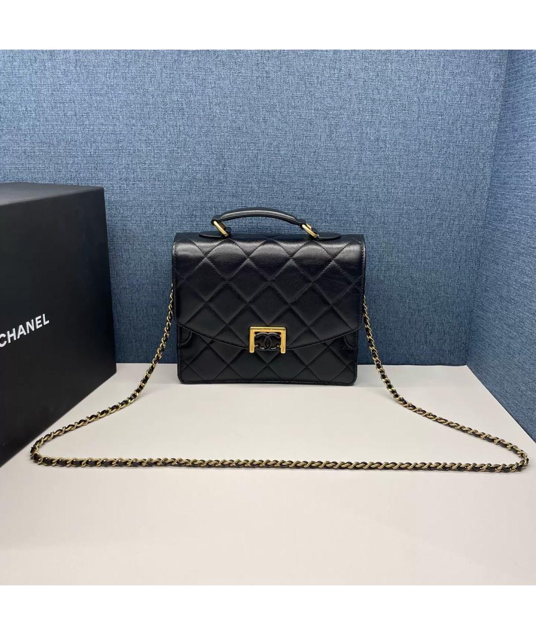 CHANEL Черная кожаная сумка через плечо, фото 8