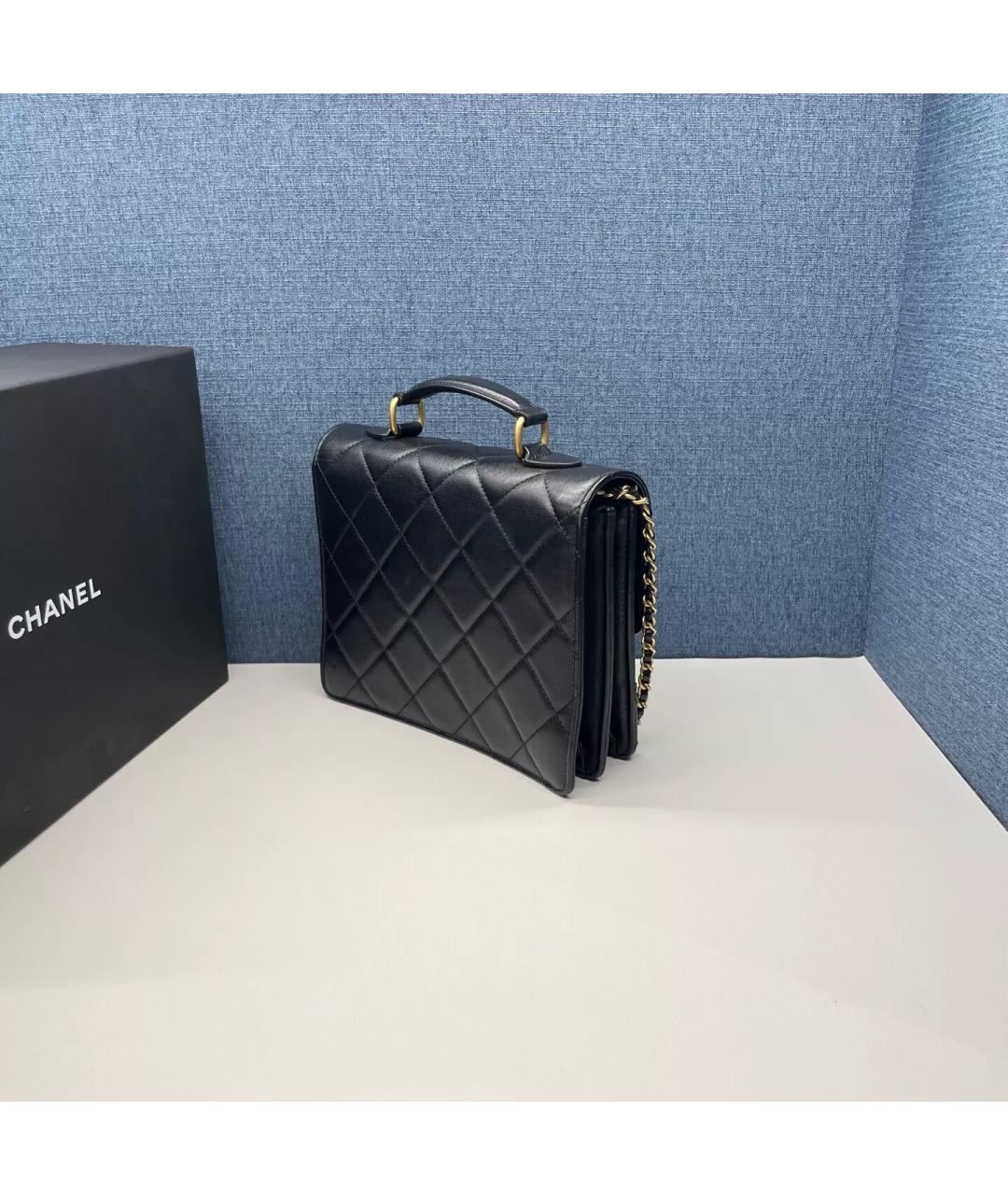 CHANEL Черная кожаная сумка через плечо, фото 4