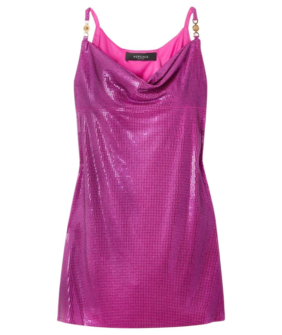 VERSACE Фуксия вискозное коктейльное платье, фото 1