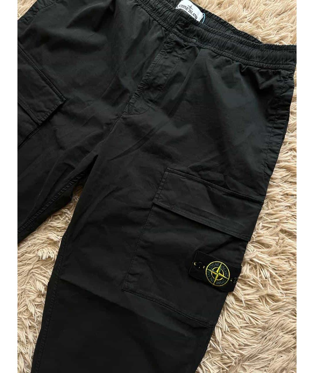 STONE ISLAND Черные хлопковые повседневные брюки, фото 2