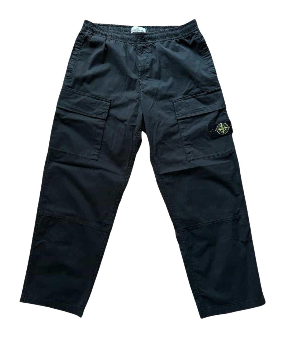 STONE ISLAND Черные хлопковые повседневные брюки, фото 1