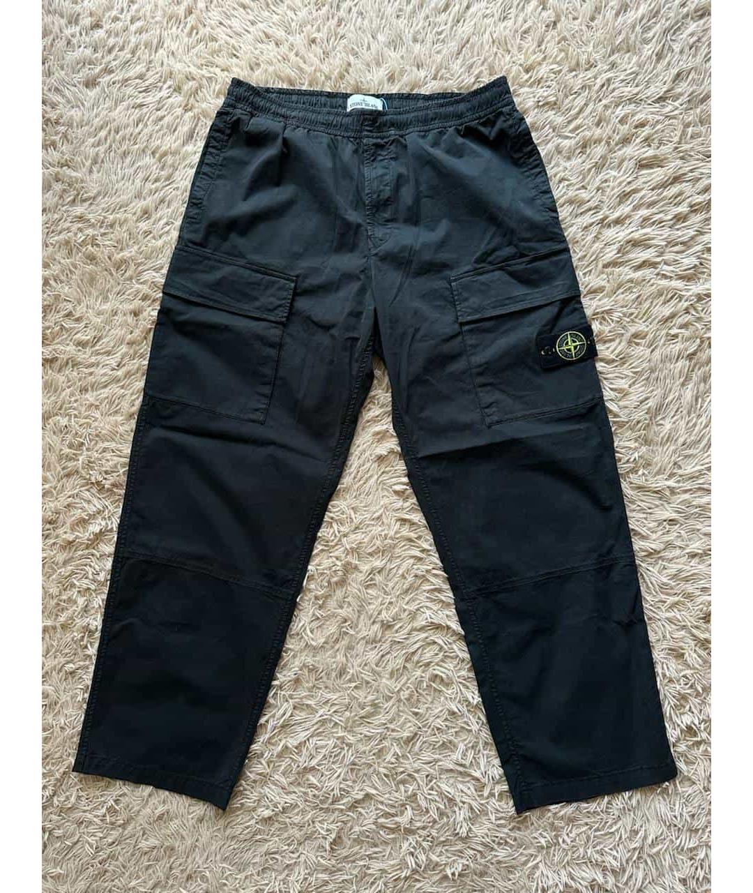 STONE ISLAND Черные хлопковые повседневные брюки, фото 4