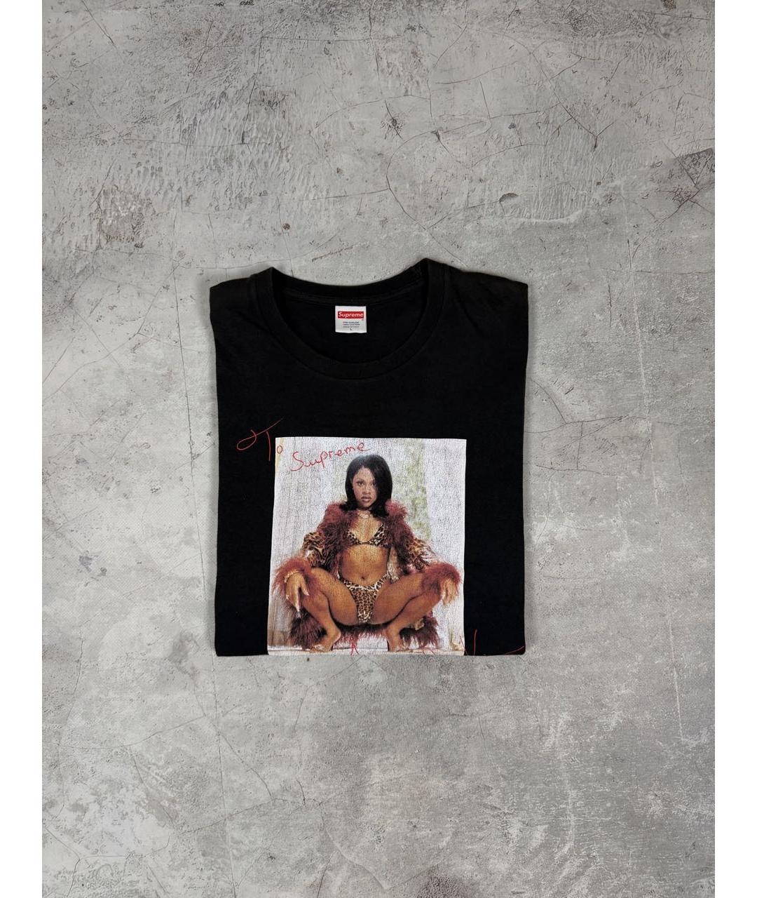 SUPREME Черная хлопковая футболка, фото 8