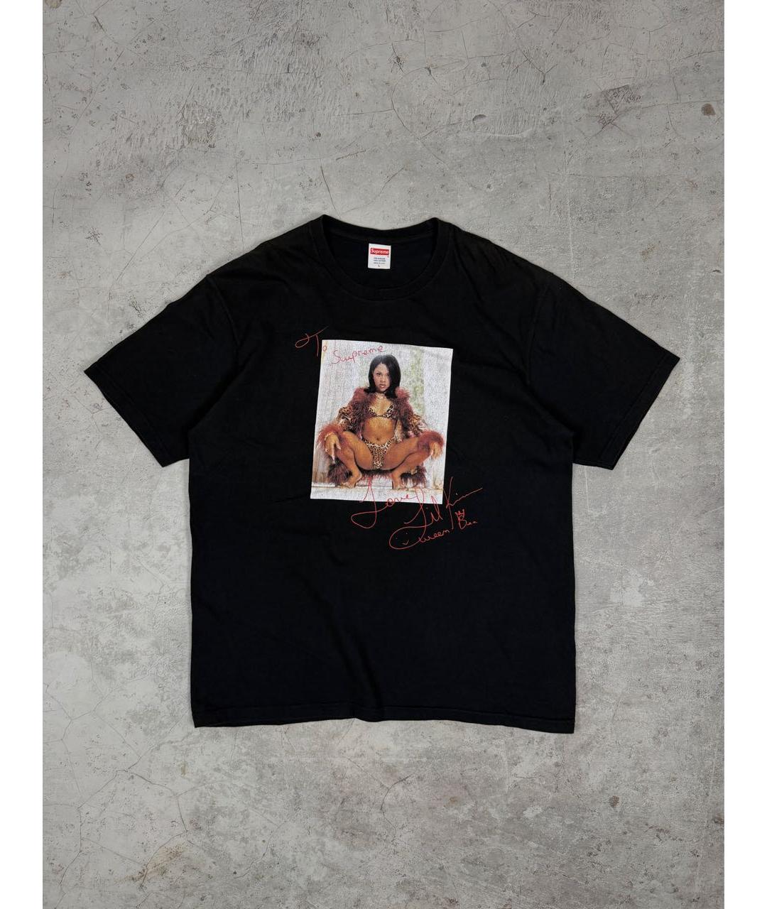 SUPREME Черная хлопковая футболка, фото 9