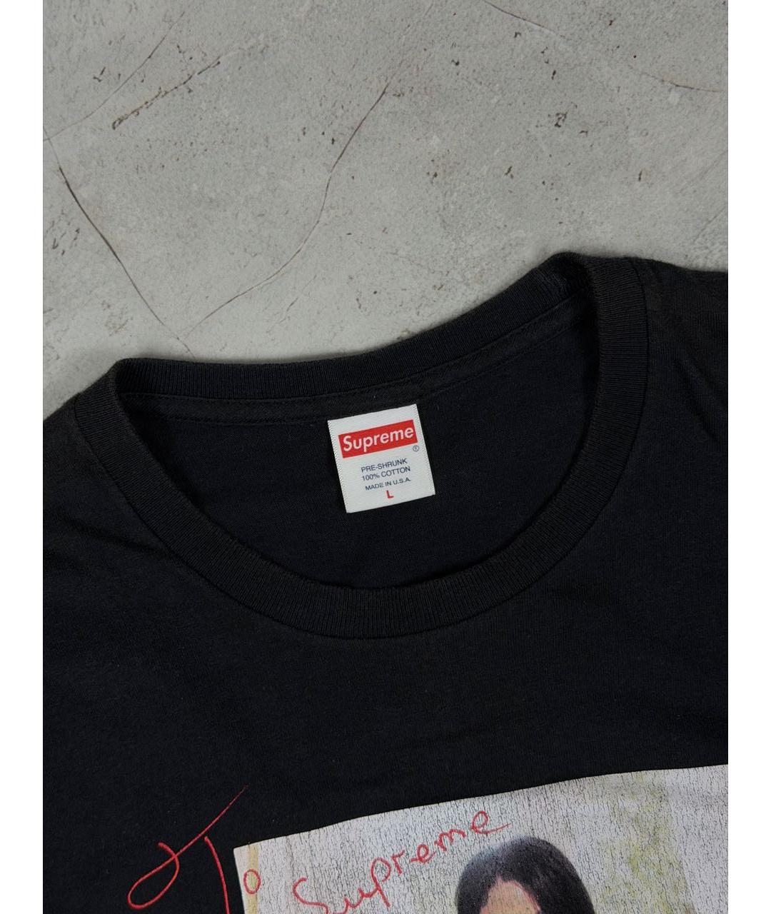 SUPREME Черная хлопковая футболка, фото 6