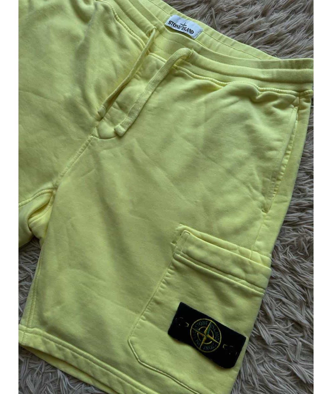 STONE ISLAND Желтые хлопковые шорты, фото 2