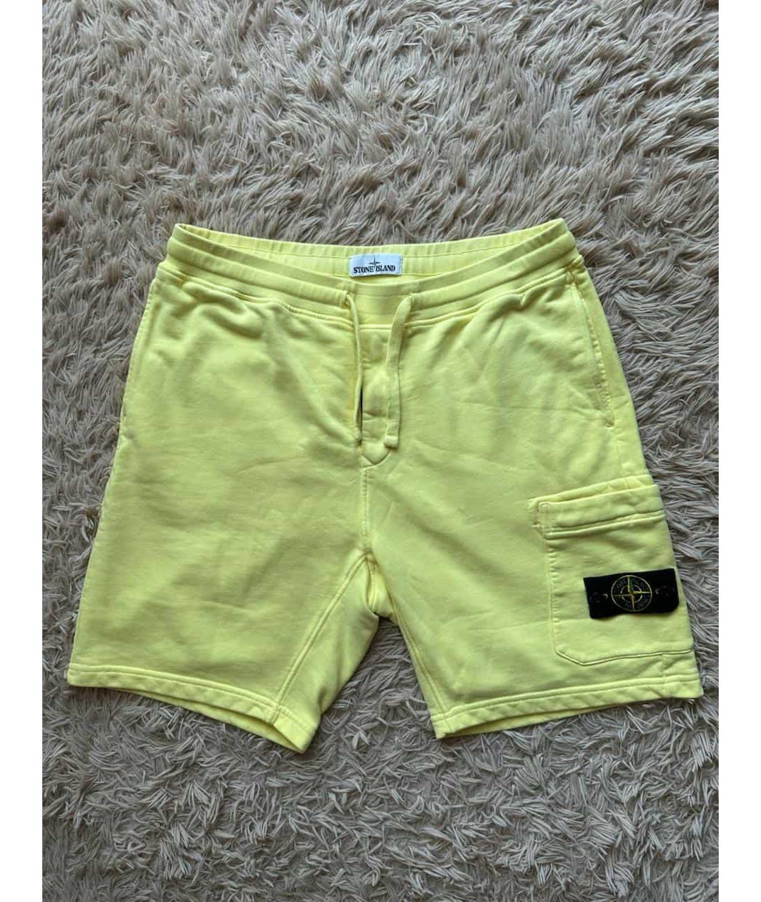 STONE ISLAND Желтые хлопковые шорты, фото 4