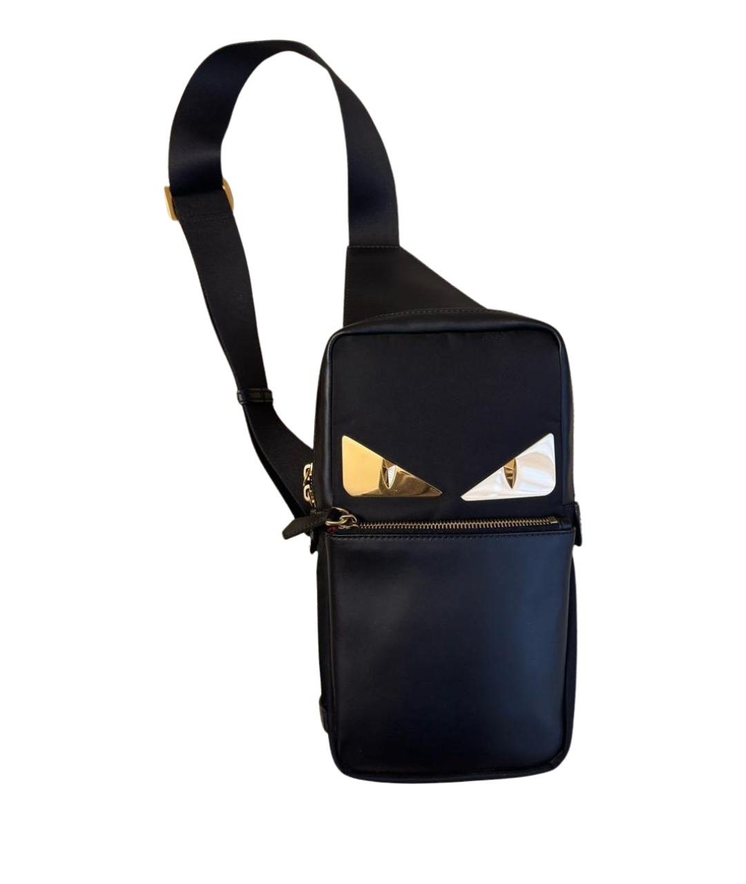 FENDI Черная кожаная поясная сумка, фото 1