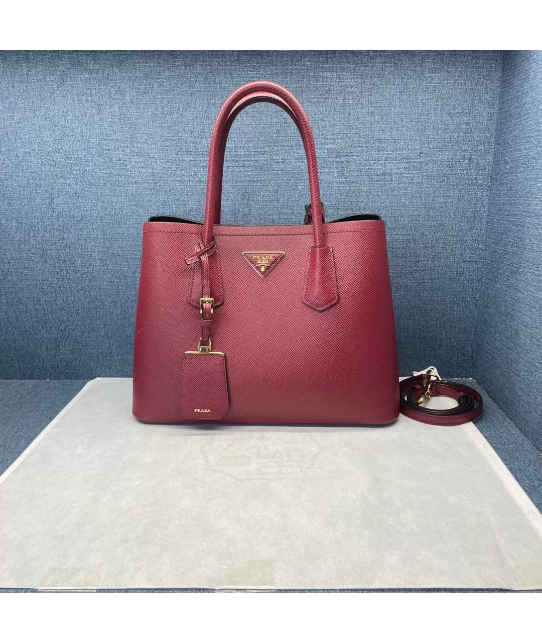 PRADA Бордовая кожаная сумка через плечо, фото 8