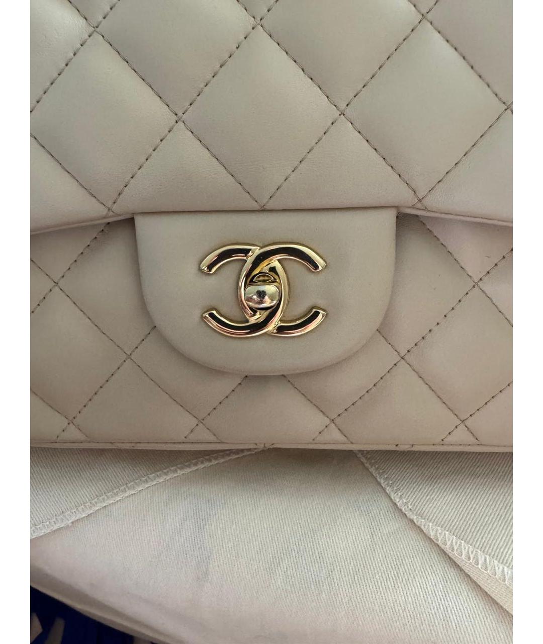 CHANEL Бежевая кожаная сумка через плечо, фото 4