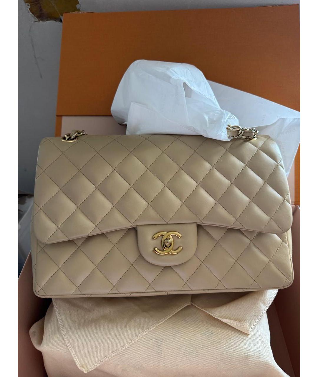 CHANEL Бежевая кожаная сумка через плечо, фото 9