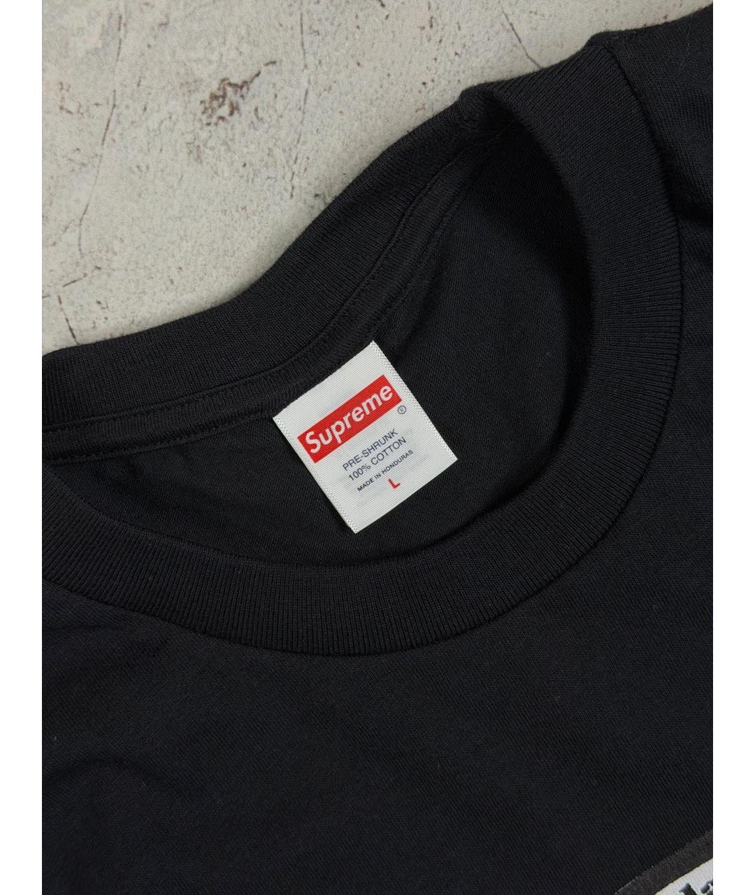 SUPREME Черная хлопковая футболка, фото 4