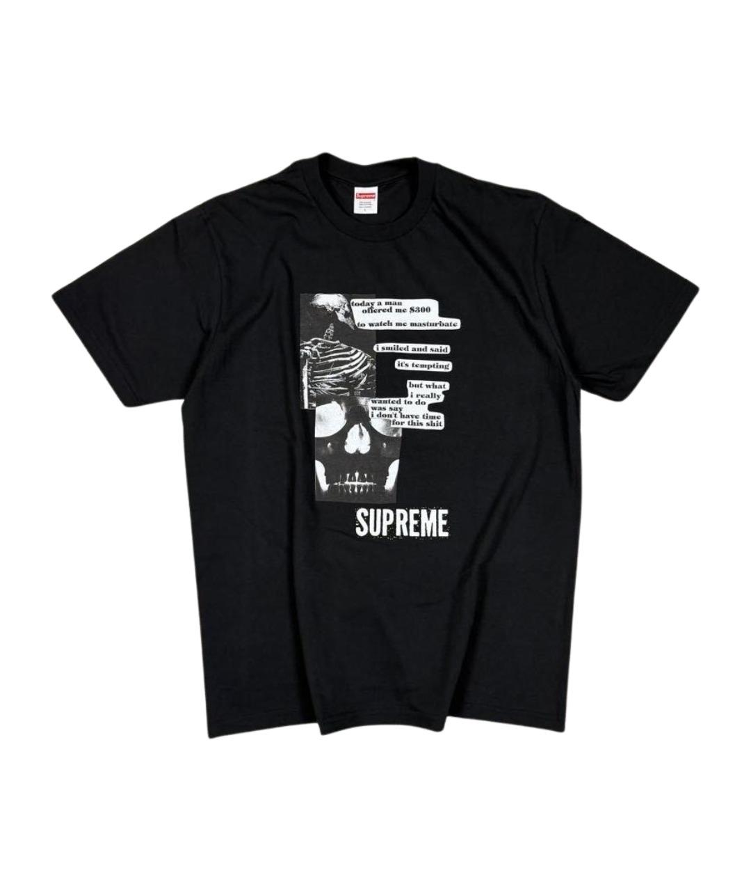 SUPREME Черная хлопковая футболка, фото 1