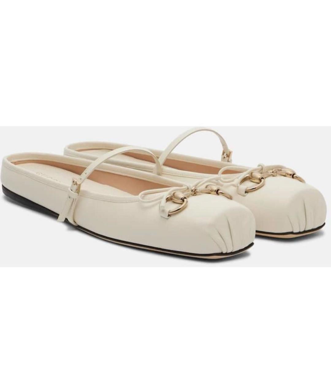 GUCCI Белые кожаные балетки, фото 3